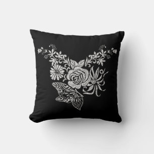 Elegant White Rose Butterfly Floral Kussen