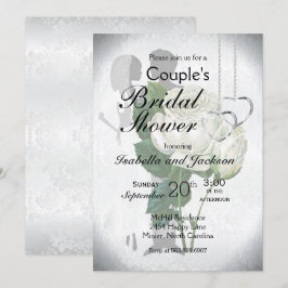 Elegant White Rose Couple's Vrijgezellenfeest Kaart