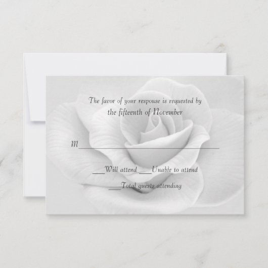 Elegant White Rose Custom Wedding Response Kaart (Voorkant)