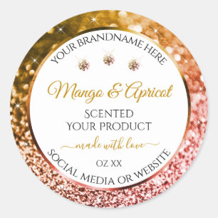 Elegant White Rose en Gold Glitter Product Labels