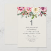Elegant White Rose Floral 1st Birthday Invite Kaart (Voorkant / Achterkant)