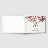 Elegant White Rose Floral 70th Birthday Guest Book Gastenboek (Volledig)