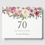 Elegant White Rose Floral 70th Birthday Guest Book Gastenboek<br><div class="desc">Elegant White Rose Floral 70th Birthday Guest Book For matching set see Niche and Nest Store</div>
