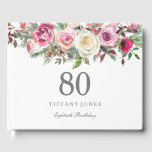 Elegant White Rose Floral 80th Birthday Guest Book Gastenboek<br><div class="desc">Elegant White Rose Floral 80th Birthday Guest Book For matching set see Niche and Nest Store</div>