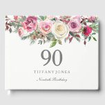 Elegant White Rose Floral 90th Birthday Guest Book Gastenboek<br><div class="desc">Elegant White Rose Floral 90th Birthday Guest Book For matching set see Niche and Nest Store</div>