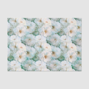 Elegant  White Rose Floral Botanical Repo Tissuepapier