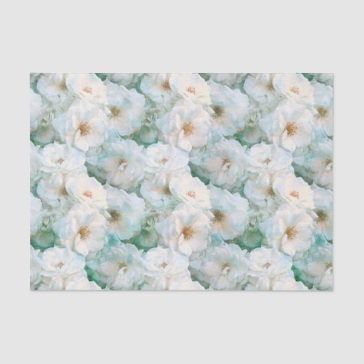 Elegant  White Rose Floral Botanical Repo Tissuepapier (Voorkant)