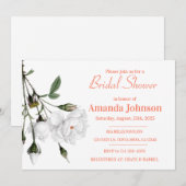 Elegant White Rose Floral Bridal Shower Kaart (Voorkant / Achterkant)