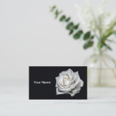 Elegant White Rose Floral Foto Visitekaartje (Staand voorkant)