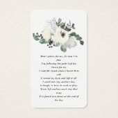 Elegant White Rose Floral Photo Prayer Card Visitekaartje (Achterkant)