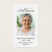 Elegant White Rose Floral Photo Prayer Card Visitekaartje (Voorkant)