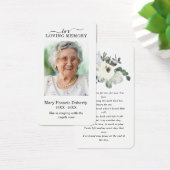 Elegant White Rose Floral Photo Prayer Card Visitekaartje (Bureau)