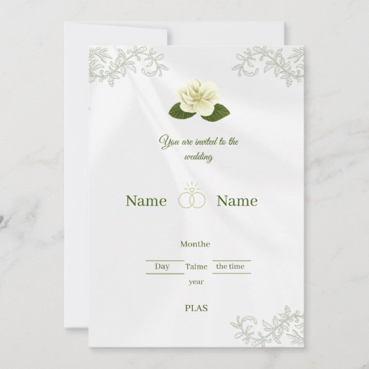 Elegant White Rose Floral Wedding Invita Kaart (Voorkant)