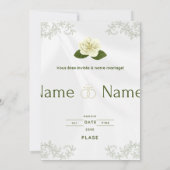 Elegant White Rose Floral Wedding Invita Kaart (Achterkant)