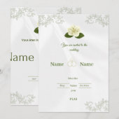 Elegant White Rose Floral Wedding Invita Kaart (Voorkant / Achterkant)