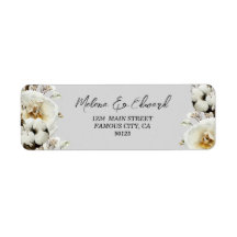 Elegant White Rose Florals Adres Label