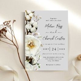 Elegant White Rose Florals Wedding Invitation Save The Date