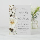 Elegant White Rose Florals Wedding Invitation Save The Date (Staand voorkant)