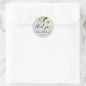 Elegant White Rose Florals Wedding Ronde Sticker (Tas)