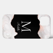 Elegant White Rose Gold Agate Monogram Case-Mate iPhone Case (Achterkant (horizontaal))
