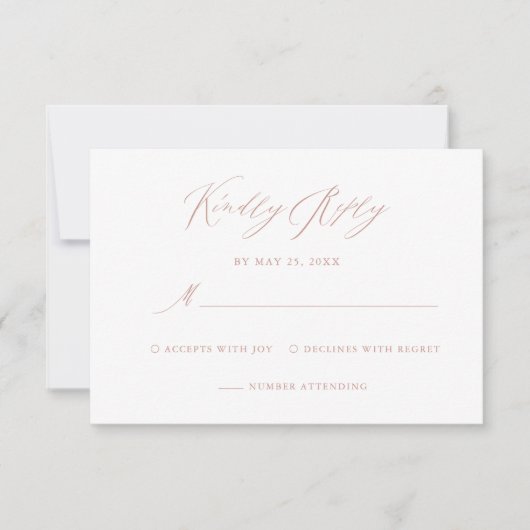 Elegant White Rose Gold Calligraphy Weddenschap RSVP Kaartje (Voorkant)