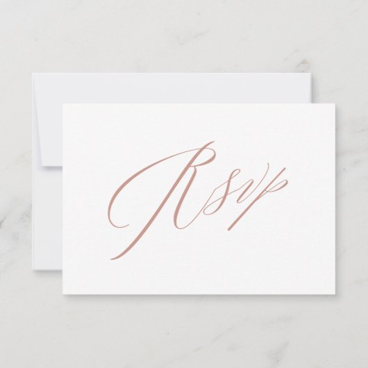 Elegant White Rose Gold Calligraphy Weddenschap RSVP Kaartje (Achterkant)
