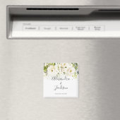 Elegant White Rose & Gold Cursive Wedding Magnet (Insitu (Vaatwasser))