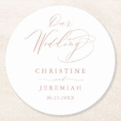 Elegant White Rose Gold Elegant Script Weddenschap Ronde Kartonnen Onderzetter (Voorkant)