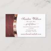 Elegant White Rose Gold en Bourgogne met Monogram Visitekaartje (Achterkant)