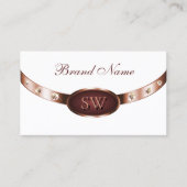 Elegant White Rose Gold en Bourgogne met Monogram Visitekaartje (Voorkant)