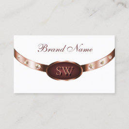 Elegant White Rose Gold en Bourgogne met Monogram Visitekaartje