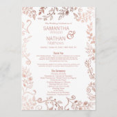 Elegant White Rose Gold Floral Wedding Programmakaart (Voorkant)