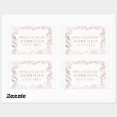 Elegant White Rose Gold Floral Wedding Rechthoekige Sticker (Vel)