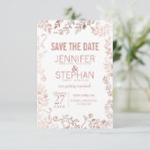 Elegant White Rose Gold Floral Wedding Save The Date (Staand voorkant)