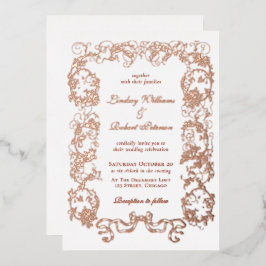 Elegant   White Rose Gold Folie Uitnodiging