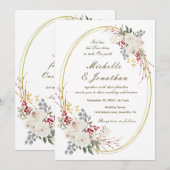 Elegant White Rose Gold Lijst Christelijk huwelijk Kaart (Voorkant / Achterkant)