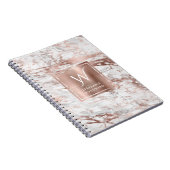 Elegant White Rose Gold Marble Monogram Notitieboek (Rechterzijde)