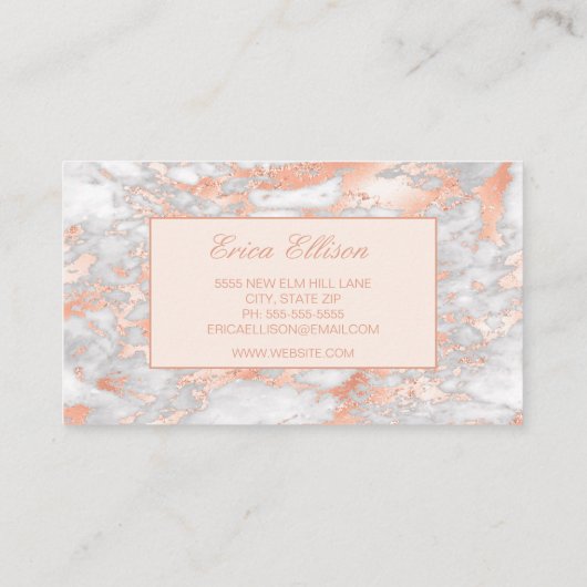 Elegant White Rose Gold Marble Wedding Planner Visitekaartje (Achterkant)
