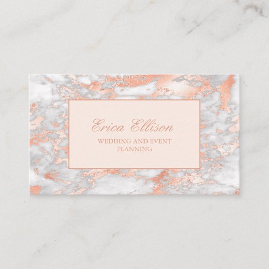Elegant White Rose Gold Marble Wedding Planner Visitekaartje (Voorkant)