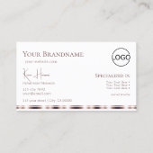 Elegant White Rose Gold met monogram en Logo Visitekaartje (Achterkant)