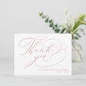 Elegant White Rose Gold Modern Script Weddenschap Bedankkaart (Staand voorkant)