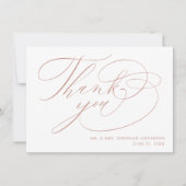 Elegant White Rose Gold Modern Script Weddenschap Bedankkaart (Voorkant)
