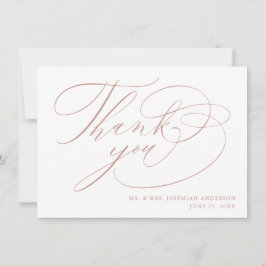 Elegant White Rose Gold Modern Script Weddenschap Bedankkaart