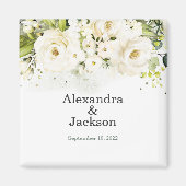 Elegant White Rose & Gold Modern Wedding Magnet (Voorkant)