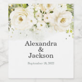 Elegant White Rose & Gold Modern Wedding Wijn Etiket (Enkel label)