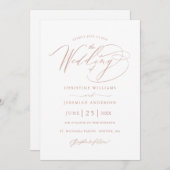 Elegant White Rose Gold Script Minimalist Weddensc Kaart (Voorkant / Achterkant)