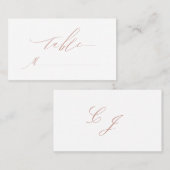 Elegant White Rose Gold Script Monogram Weddenscha Plaatskaartje (Voorkant / Achterkant)
