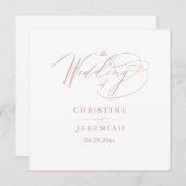 Elegant White Rose Gold Script Typography Weddensc Programmakaart (Voorkant / Achterkant)