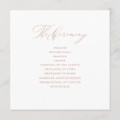 Elegant White Rose Gold Script Typography Weddensc Programmakaart (Achterkant)