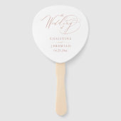 Elegant White Rose Gold Script Weddenprogramma Handwaaier (Voorkant)